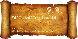 Földváry Matild névjegykártya